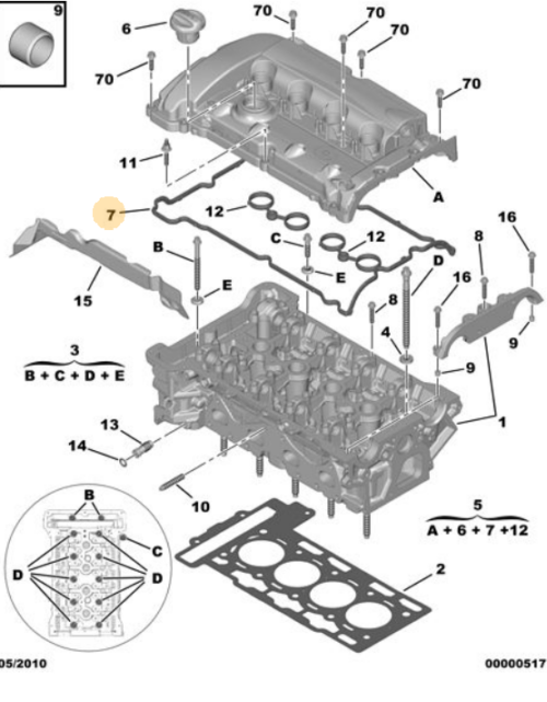 Peugeot 207 20062014 Cam Cover Gasket 0249E6