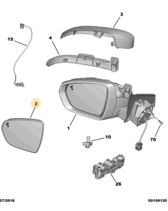 Peugeot 3008 20162020 LH Mirror Glass 1618048180