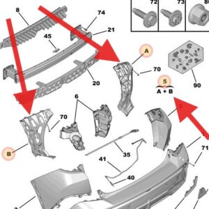 Peugeot 408 II Hybrid 225 SET BUMPER LAT REINFORCEMENT