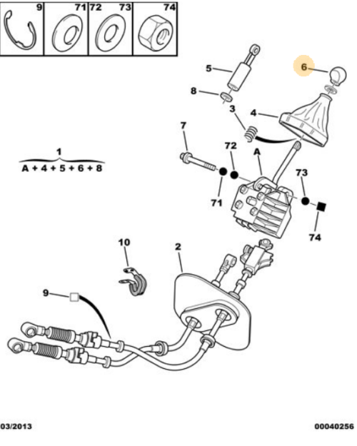 Peugeot Boxer Gear Lever Knob 2403S2