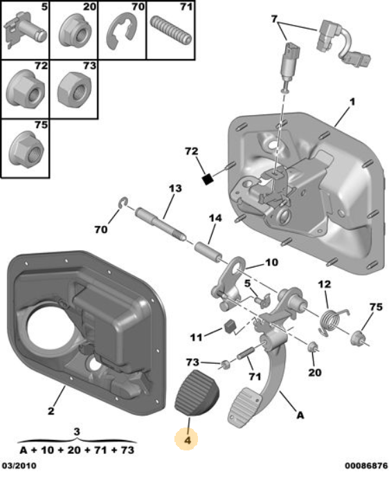Peugeot Expert Brake Pedal Rubber 450417