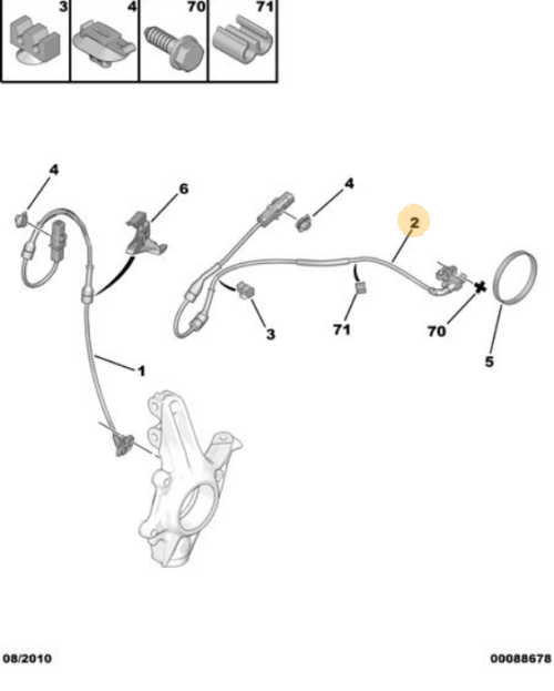 Peugeot 3008 20082016 Rear ABS Sensor 4545K8