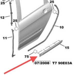 Peugeot 3008 2008-2016 Passenger Rear Door Trim