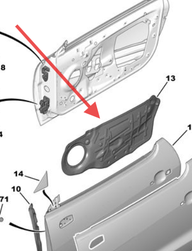 Peugeot RCZ 2009-2015 Passenger Door Membrane
