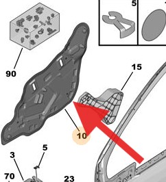 Peugeot 208 2012-2019 Door Membrane