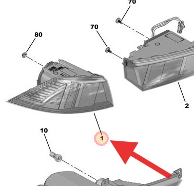 Peugeot 508 2019-2021 Outer Tail Light (Halogen Bulb)