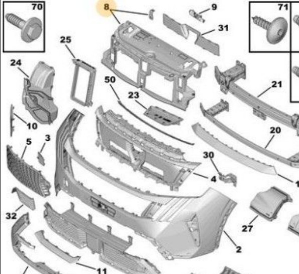 New Peugeot 3008 III Hybrid 136 2024- Present Bumper Frame